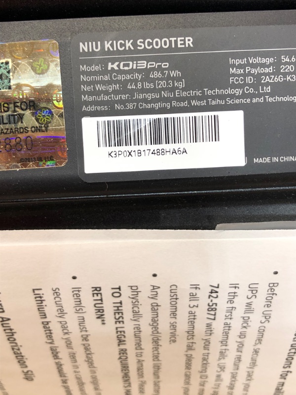 Photo 1 of NIU Electric Scooter Adults - 31 Miles Long Range(K2 Version 25 Miles), Max Speed 20MPH(K2 Ver. 17.4MPH), Wider Deck, Rubber Tubeless Fat Tires, Portable & Folding E-Scooter, UL Certified(KQi3 KQi2)
