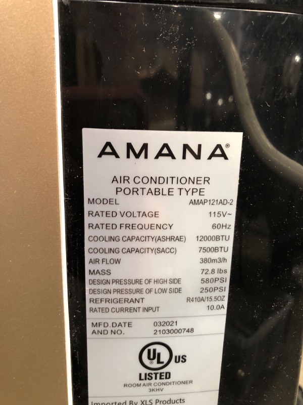 Photo 5 of 12000 BTU (7,500 BTU DOE) Portable AC with Remote 450 sq. ft. Timer 3-Speed LCD Display Auto-Restart Wheels Gold, Black
