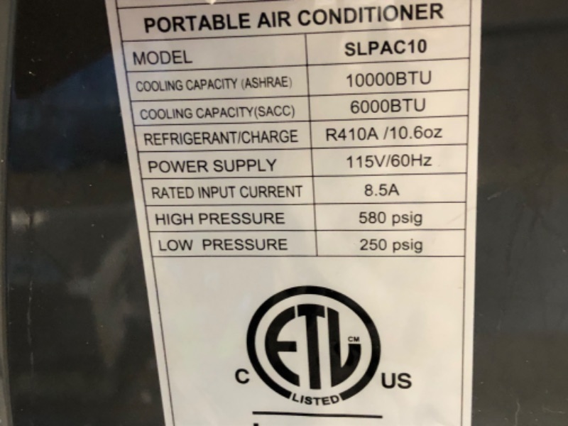 Photo 10 of **TESTED**MISSING REMOTE**
SereneLife SLPAC10 - Portable Air Conditioner - Compact Home a/C Cooling Unit with Built-in Dehumidifier & Fan Modes, Includes Window Mount Kit (10,00
