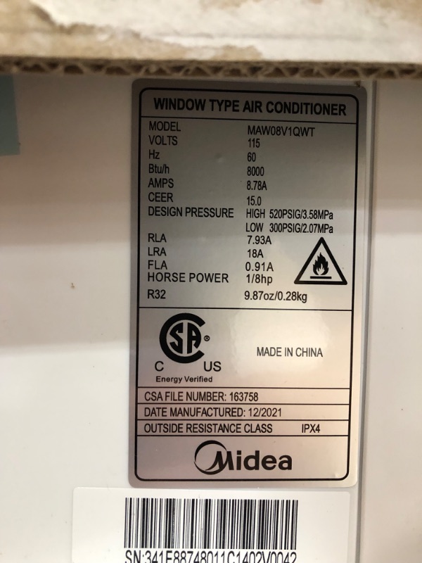 Photo 7 of **MINOR DAMAGE TO MACHINE PLEASE VIEW PHOTOS**
Midea 8,000 BTU Smart Inverter U-Shaped Window Air Conditioner, 35% Energy Savings, Extreme Quiet, MAW08V1QWT (1860705)
