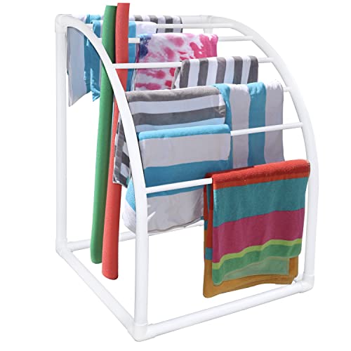 Photo 1 of **used**
7 Bar Curved Outdoor Towel Rack - Free Standing Poolside Storage Organizer - Also Stores Floats, Paddles and Noodles - White Style 244574
