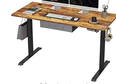 Photo 1 of BANTI Adjustable Height Standing Desk with Drawers, 55x24 Inches Electric Stand Up Desk, Sit Stand Home Office Desk with Black Frame/Rustic Brown Top
- Missing/loose hardware 
