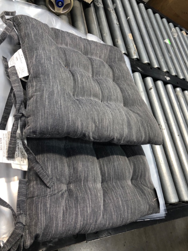 Photo 2 of 2 pack - Chambray Stripe Chair Pad Gray - Threshold™
