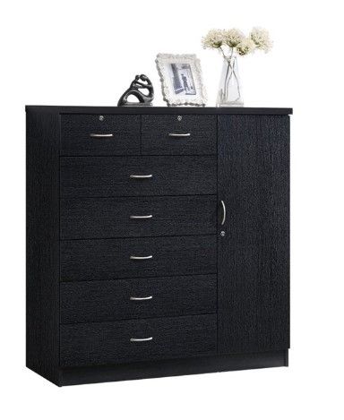 Photo 1 of ***BOX 1 OF 2 ONLY***Hodedah 7 Drawer 1 Door Chest, Black
