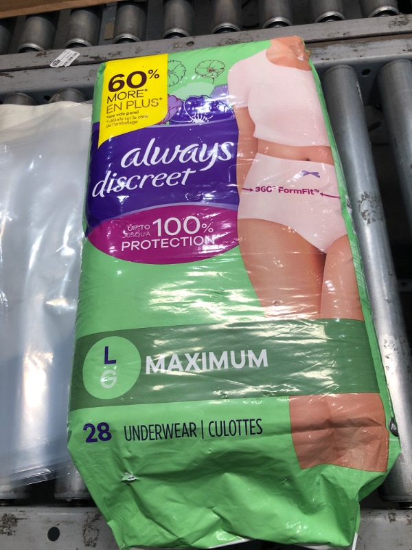 Photo 2 of Always Discreet, Incontinence Underwear for Women, Maximum, Large, 28 Count - 28 Ct 
