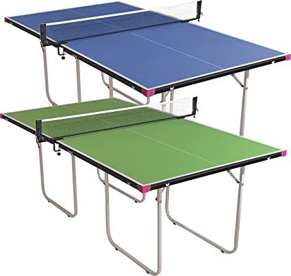 Photo 1 of **DAMAGED**MISISNG PARTS*  Butterfly Junior Ping Pong Table - 3/4 Size Table Tennis Table - Space Saver Game Table for Game Room - Regulation Height Ping Pong Table - Sturdy Frame - Ships Assembled with Net
