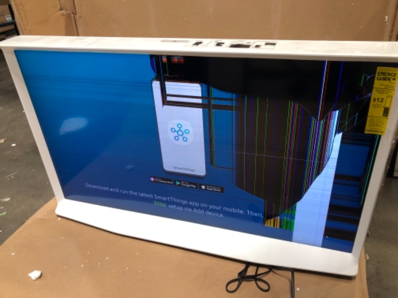 Photo 4 of ***DAMAGE TO DISPLAY DOESNT SHOW FULL PICTURE** SAMSUNG 43-inch Class SERIF QLED - 4K UHD Quantum HDR 4X Smart TV with Alexa Built-in (QN43LS01TAFXZA)
