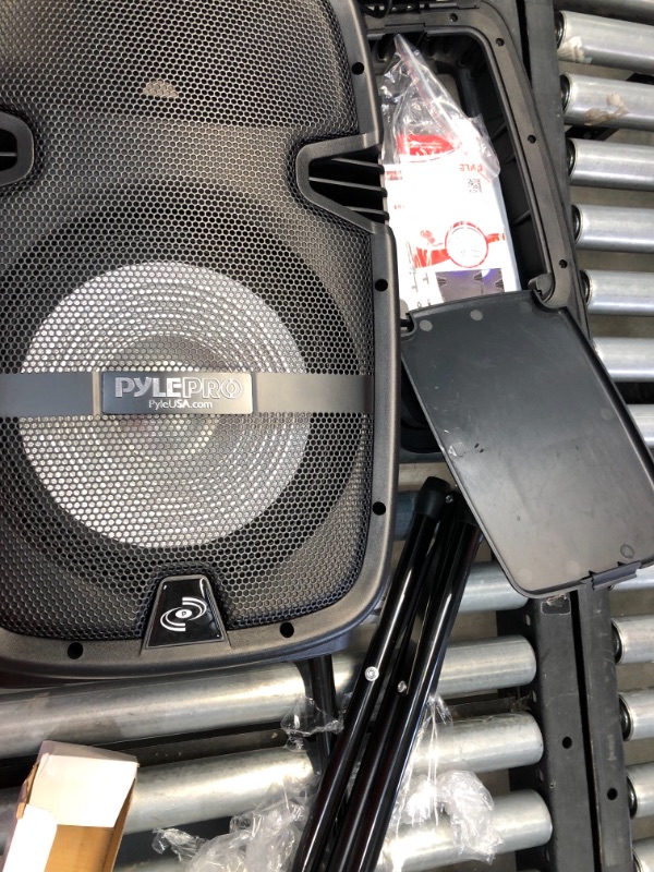Photo 5 of **MINOR DAMAGE TO MIC* PYLE PPHP210AMX - Stage & Studio PA Speaker & DJ Mixer Bundle Kit - (2) 10?? Bluetooth PA Loud-Speakers with Built-in LED Lights 8-Ch. Audio Mixer S
