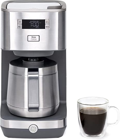 Photo 1 of GE Drip Coffee Maker With Timer | 10-Cup Thermal Carafe Coffee Pot Keeps Coffee Warm for 2 Hours | Adjustable Brew Strength | Wide Shower Head for Maximum Flavor | Kitchen Essentials | Stainless Steel

-lid is broken 