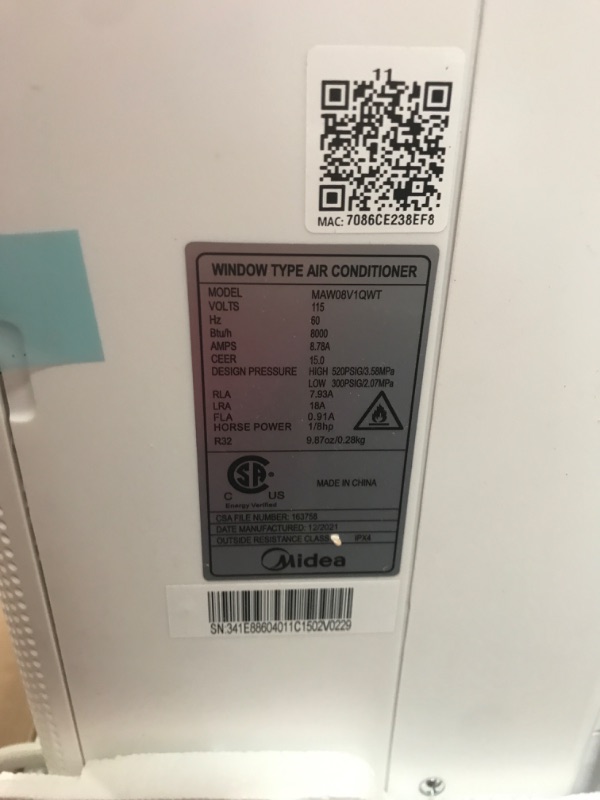 Photo 3 of **MINOR DAMAGE* Midea 8,000 BTU U-Shaped Inverter Window Air Conditioner WiFi, 9X Quieter, Over 35% Energy Savings ENERGY STAR MOST EFFICIENT