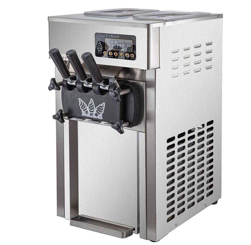 Photo 1 of ***NON FUNCTIONAL**PARTS ONLY**HEAVY DAMAGE** VBENLEM Commercial Soft Serve Ice Cream Maker 5 Gallon Per Hour Countertop Stainless Steel 3 Flavors Perfect for Restaurants Snack Bar supermarkets
