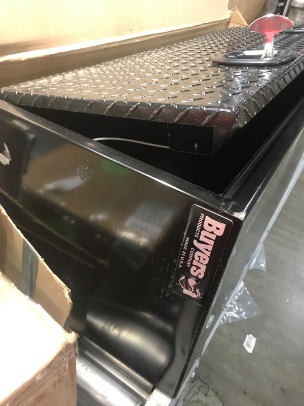 Photo 1 of **DAMAGED** Buyers Products 1702510 Black Steel Underbody Truck Box with Aluminum Door, 18 x 18 x 48 Inch
