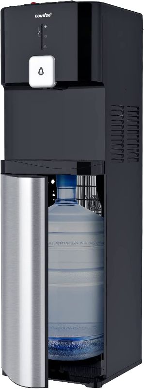 Photo 1 of **DAMAGED** Comfee Bottom Loading Water Dispenser Express Cooling Water Cooler with Cold, Hot & Room 3-Temps, O-Zone Self-Cleaning, Anti-Microbial Coating, Stainless Steel, Holds 3 to 5 Gallon Bottles
