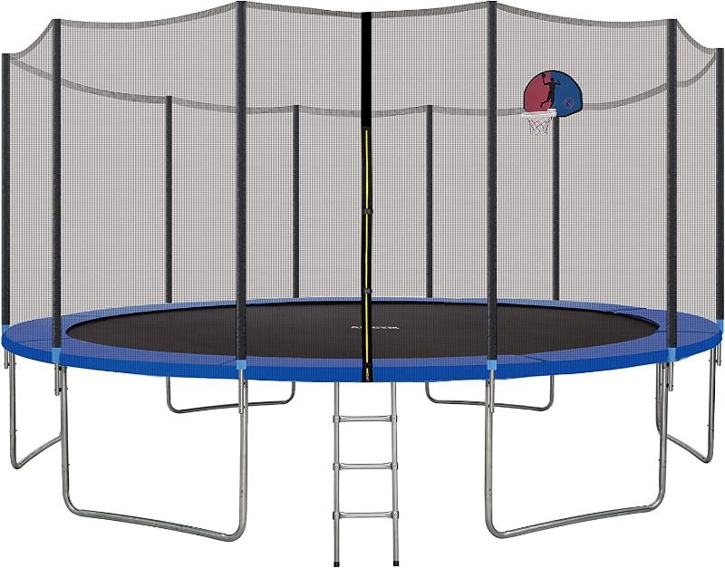 Photo 1 of ***MISSING PARTS BOX 1 OUT OF 3* RAILING AND TRAMPOLINE SCREEN* PaPaJet 16FT Trampoline for Adults & 7-12 Kids 1500 Lbs Heavy Duty Recreational Tranpolines with Safety Enclosure Net Outdoor Backyard 16 ft Trampoline with Basketball Hoop - ASTM CPC CPSIA A