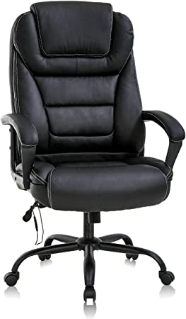 Photo 1 of Big and Tall Office Chair Leather Computer Chair High-Back Executive Home Office Desk Chair 500lbs Wide Seat Ergonomic Desk Chair?with Lumbar Support for Heavy Swivel Rolling Task Chair?Black
