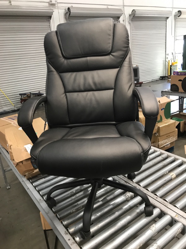 Photo 2 of Big and Tall Office Chair Leather Computer Chair High-Back Executive Home Office Desk Chair 500lbs Wide Seat Ergonomic Desk Chair?with Lumbar Support for Heavy Swivel Rolling Task Chair?Black
