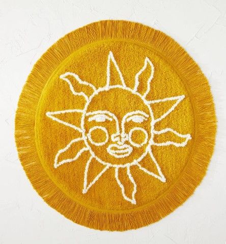 Photo 1 of 25" Round Tufted Sun Fringe Cotton Bath Rug Yellow - Opalhouse™ designed with Jungalow™

