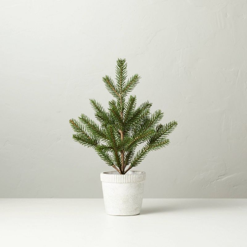 Photo 1 of 2PK-Medium 16" Faux Pine Tree in Washed Cement Pot - Hearth & Hand™ with Magnolia
