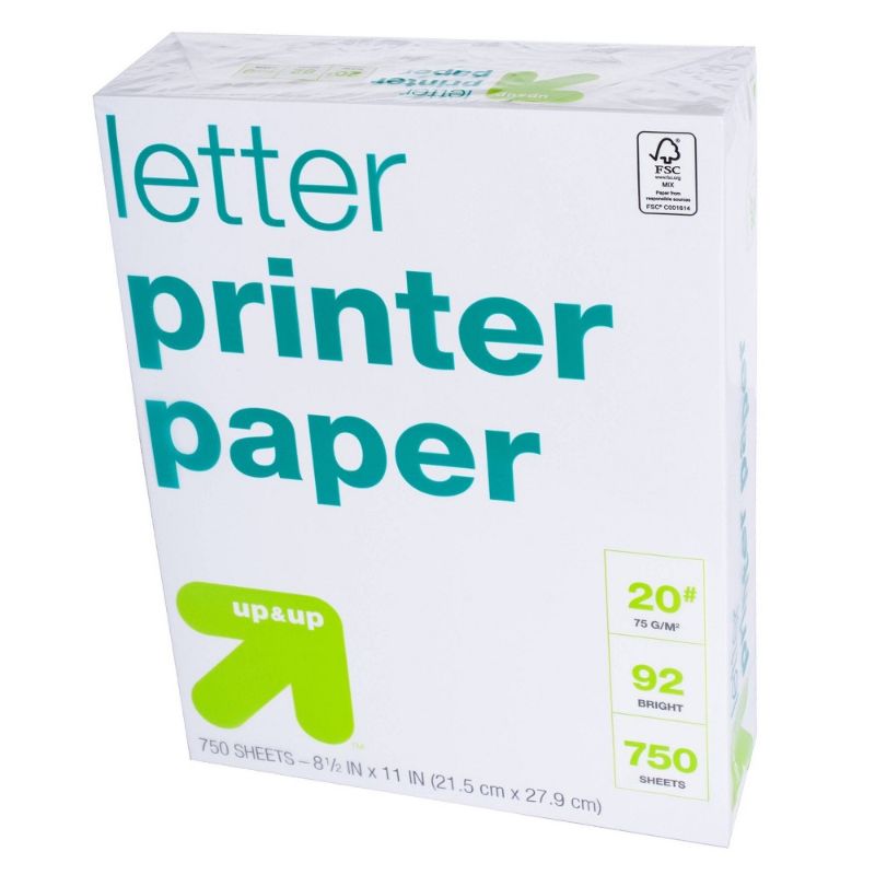 Photo 1 of 750 Sheets Letter Printer Paper White - up & up™
