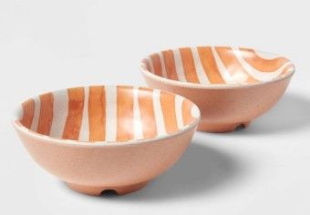 Photo 1 of **Set of 16**4.5oz 2pk Bamboo and Melamine Striped Mini Bowls - Threshold™

