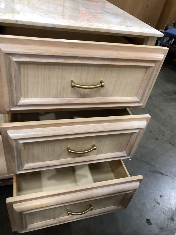 Photo 4 of 31x47 gold/white marble top natural oak dresser 4 drawer