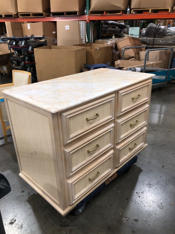 Photo 1 of 31x47 gold/white marble top natural oak dresser 4 drawer