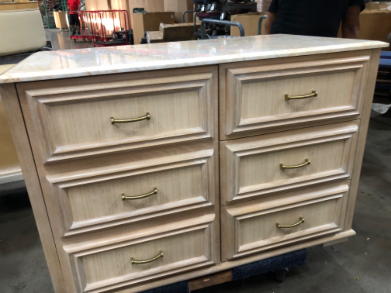 Photo 2 of 31x47 gold/white marble top natural oak dresser 4 drawer