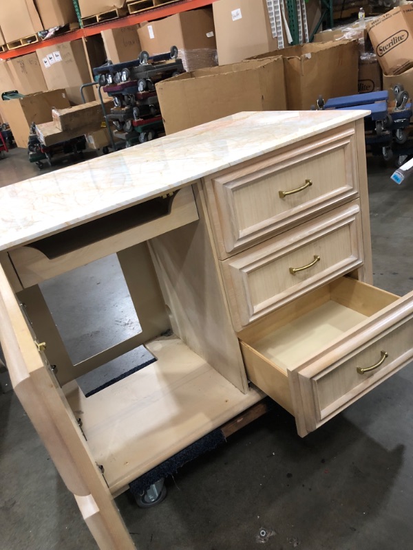 Photo 3 of 31x47 gold/white marble top natural oak dresser 4 drawer