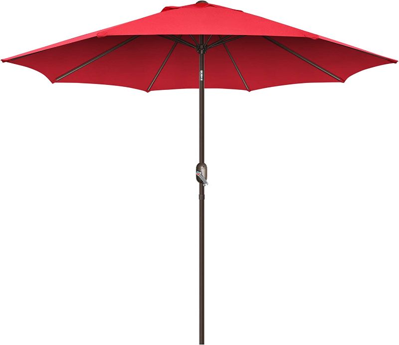 Photo 1 of **parts only!! Funsite 9ft Patio Umbrella, UV Protect Pool Umbrella with Heavy Duty Pole, Ventilate Design Outdoor Umbrella with Push Botton Tilt & Crank Ideal for Garden, Lawn, Deck, Backyard&Pool, Red
