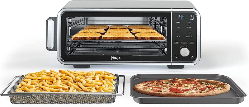 Photo 1 of Ninja SP201 Digital Air Fry Pro Countertop 8-in-1 Oven with Extended Height, XL Capacity, Flip Up & Away Capability for Storage Space, with Air Fry Basket, Wire Rack & Crumb Tray, Silver
