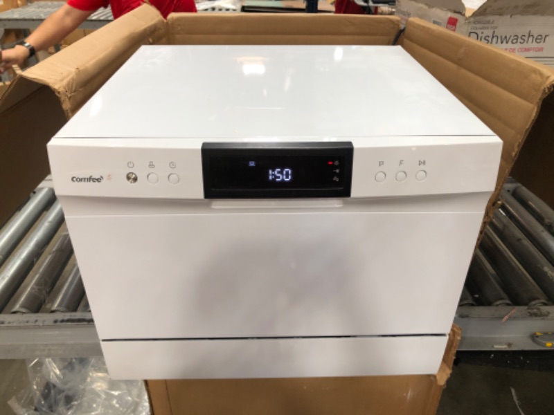 Photo 1 of COMFEE’ Countertop Dishwasher, Portable Dishwasher with 6 Place Settings, Compact Dishwasher with 8 Washing Programs, Speed, Baby-Care, ECO& Glass, Mini Dishwasher for Dorm, RV& Apartment, White
