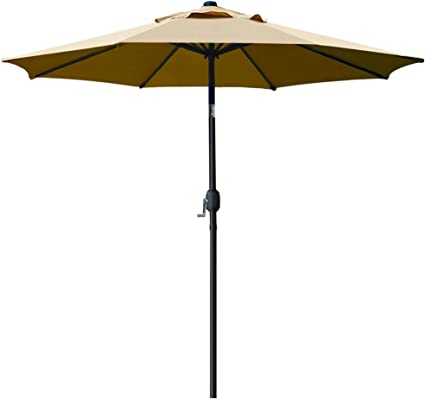 Photo 1 of  9' Patio Umbrella Outdoor Table Umbrella with 8 Sturdy Ribs (Tan)
