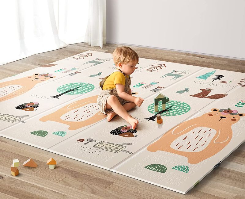 Photo 1 of **bag has minor tear**
UANLAUO Baby Play Mat, 71" x 79" Large Baby Mat for Floor, Foldable Playmats for Babies and Toddlers, Waterproof Foam Play Mat, Kids Play Mat with Travel Bag, Play & Tummy Time, Indoor & Outdoor Use
