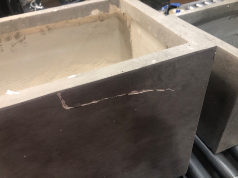 Photo 9 of **DAMAGED**PLANTERS ONLY*
SET OF 2 CONCRETE RECTANGLE PLANTER
14 X 31 X 15 
12 X 23 X 12