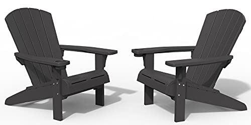 Photo 1 of ***PARTS ONLY*** Keter Alpine Adirondack 2 Pack Resin Outdoor Furniture Patio Chairs with Cup Holder-Perfect for Beach Pool and Fire Pit Seating Dark Grey
