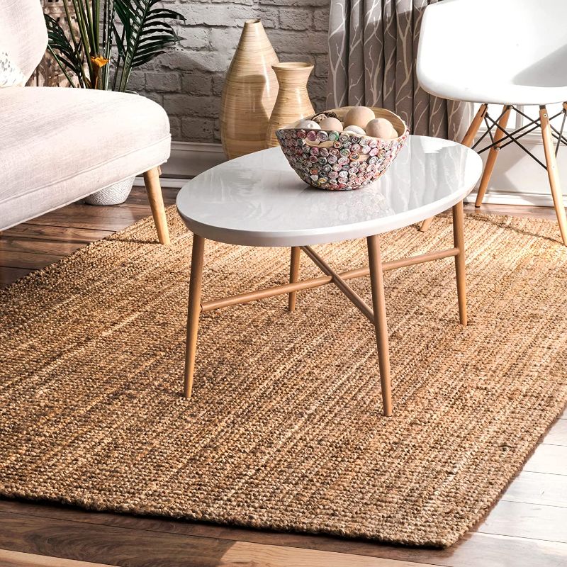 Photo 1 of **NEEDS CLEANING**
nuLOOM Ashli Solid Farmhouse Jute Area Rug, 7' 6" x 9' 6", Natural
