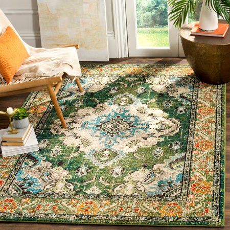 Photo 1 of **USED**
SAFAVIEH Monaco MNC243F Forest Green / Light Blue Rug - 6'-7" X 9'-2"
