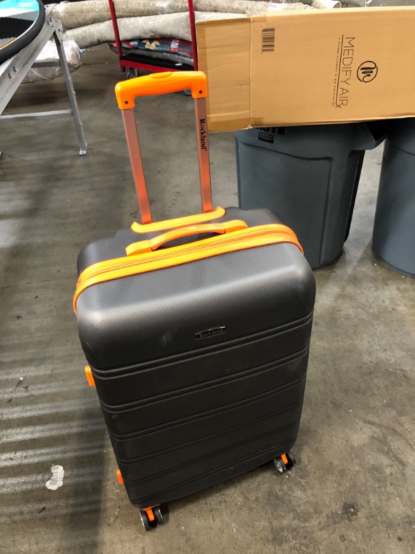 Photo 1 of **USED-MINOR SCRATCHES**
Expandable Carry on Hardside Spinner Luggage, Charcoal