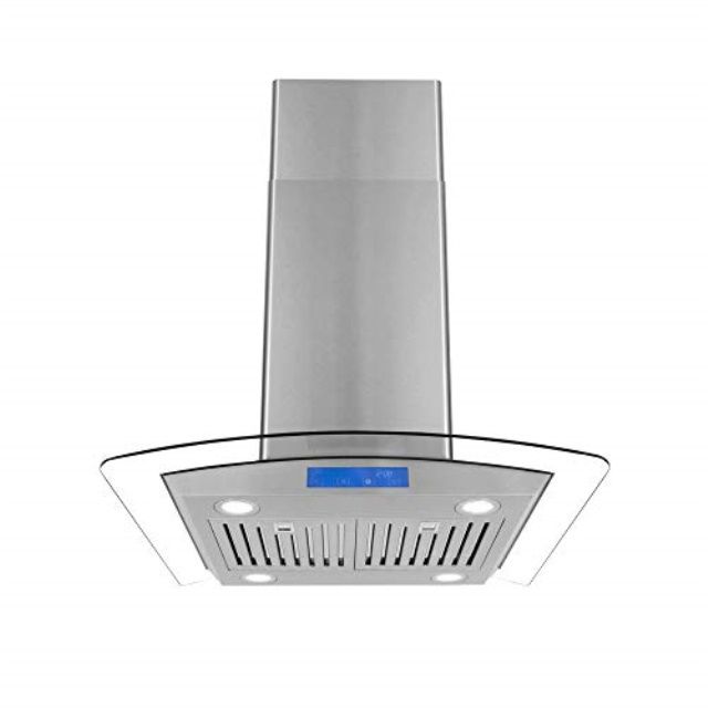 Photo 1 of **TESTED** DAMAGED** Island Mount Range Hood Touch Controls Permanent Filters Stainless Steel Cosmo 30" 380 CFM Ducted Island Range Hood Kitchen Hood in Stainless Steel

