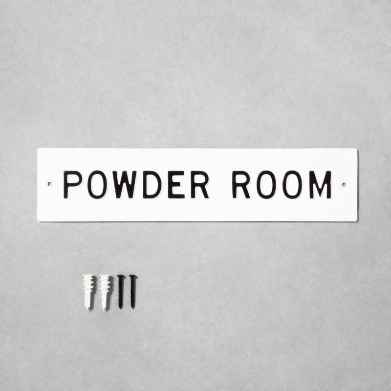 Photo 1 of 2PK-Small Powder Room Wall Sign White/Black - Hearth & Hand™ with Magnolia
