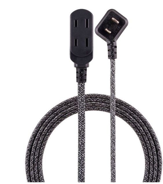 Photo 1 of **Set of 2** Cordinate 15' 3 Outlet Polarized Extension Cord Dark Gray
