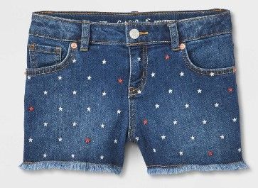 Photo 1 of **SET OF 2** Girls' Star Jean Shorts - Cat & Jack™ Dark Wash SMALL

