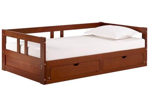 Photo 1 of **MISSING PARTS** Alaterre Furniture
Melody Chestnut Twin to King Bed with Under Bed Storage