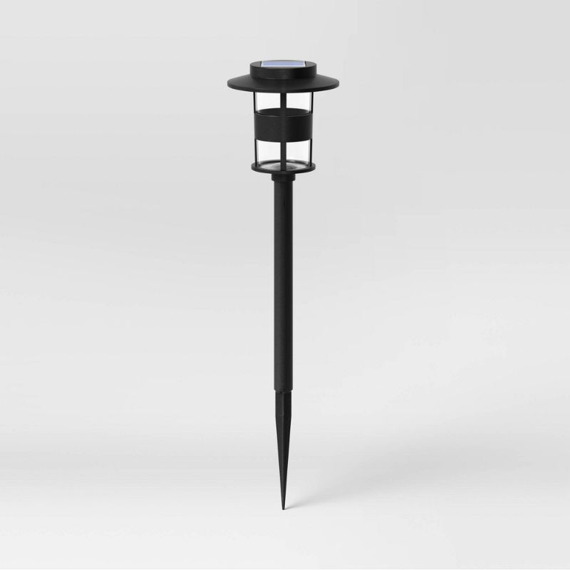 Photo 1 of 2 PACK Cylinder Hooded Solar Pathway Light Black - Threshold™
