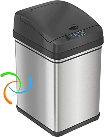 Photo 1 of iTouchless 8 Gallon Sensor Kitchen Trash Can with AbsorbX Odor Filter, 30 Liter Locking Lid Automatic Garbage Bin, Stainless Steel, Powered by Battery and AC Adapter Not Included, for Home, Office?
