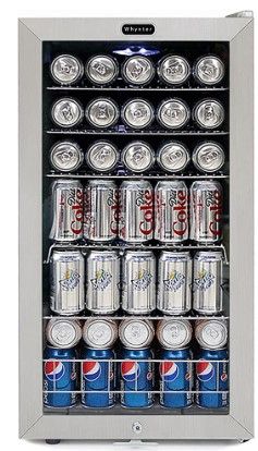 Photo 1 of Whynter BR-128WS Beverage Refrigerator With Lock, 120 12oz Cans, Stainless Steel & White
