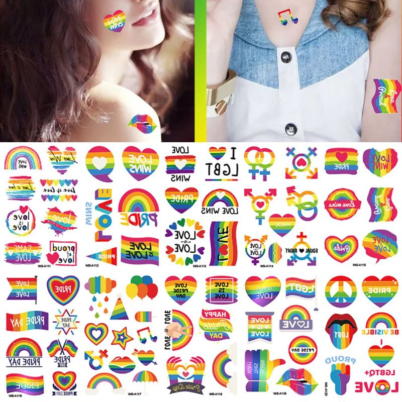 Photo 1 of 75 piece Rainbow Tattoos sticker LGBT Temporary Tattoo Pride Day Body Face Art Waterproof Stickers Tattoos for Parade favors Supplies Decoration for Men Women Arm Waist (10 Sheet )
5 PACKS