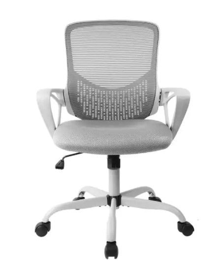 Photo 1 of Gray Office Chair Ergonomic Desk Task Mesh Chair with Armrests Swivel Adjustable Height
