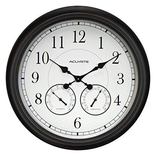 Photo 1 of AcuRite 75473 24-inch Weathered Black Wall Clock with Thermometer and Hygrometer
