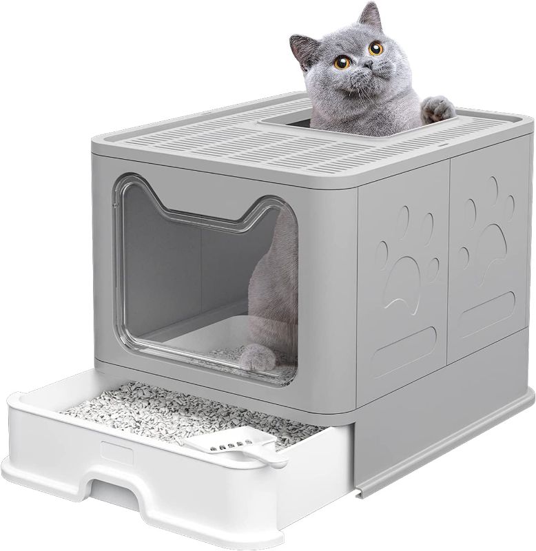 Photo 1 of *COLOR DIFFERS* Eiiel Large Cat Litter Box with Lid, Enclosed Cat Potty, Top Entry Anti-Splashing Cat Toilet, Standard Cat Litter Boxes Easy to Clean Including Cat Litter Scoop
